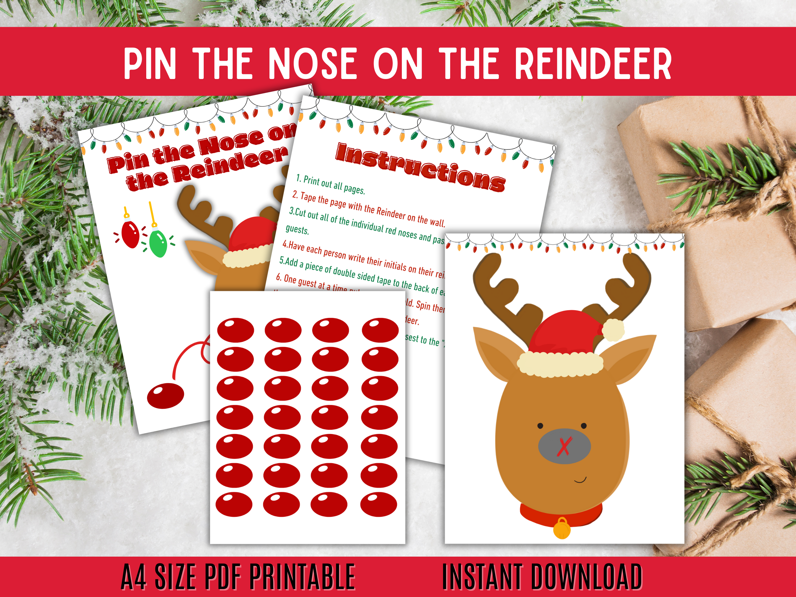 pin the nose on rudolph printable - a sparkle of genius